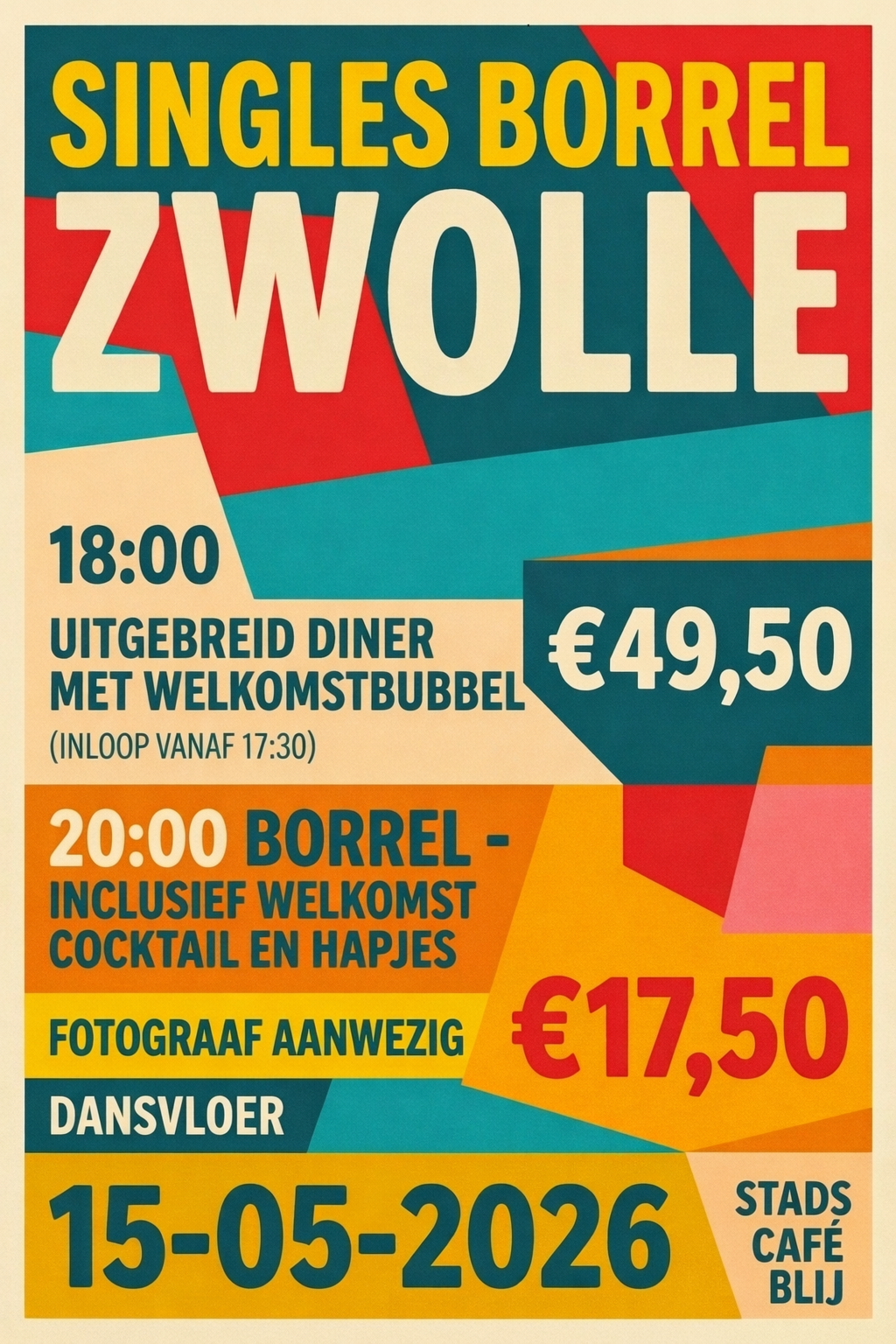 Poster van Singles Borrel Zwolle